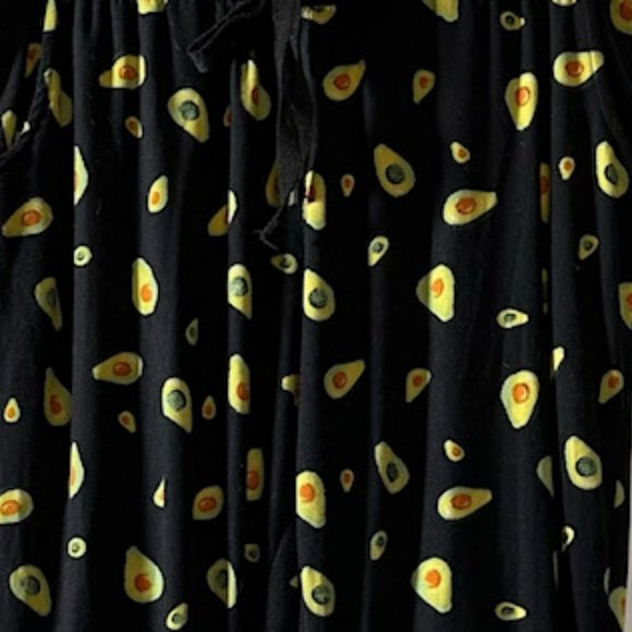 Black Drawstring Joggers with Avocado Pattern - Picture 8 of 11